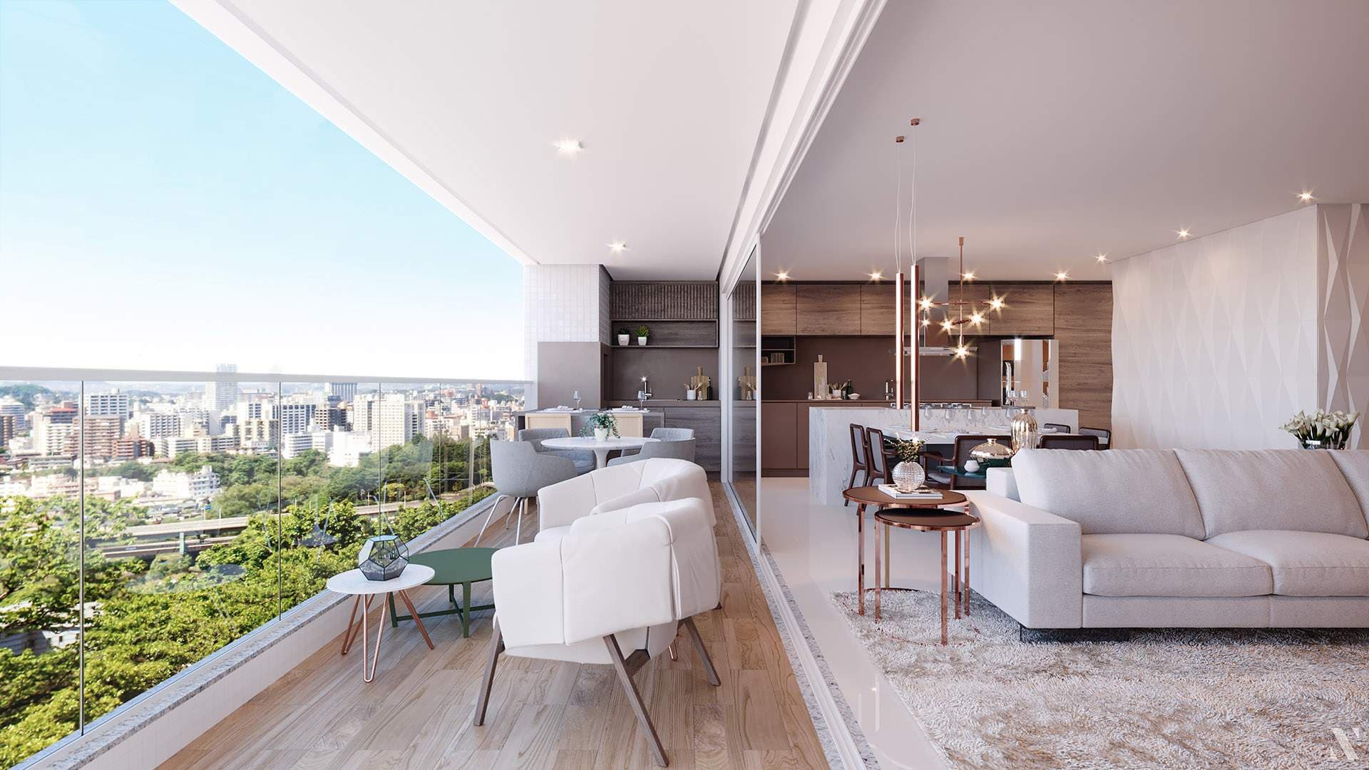 Espaço no apartamento: conheça a sacada com 6 metros de abertura